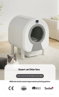 HKM-464595 Automatic Self-Cleaning Cat Litter Box with Wi-Fi Remote Control and Eco-Friendly Design