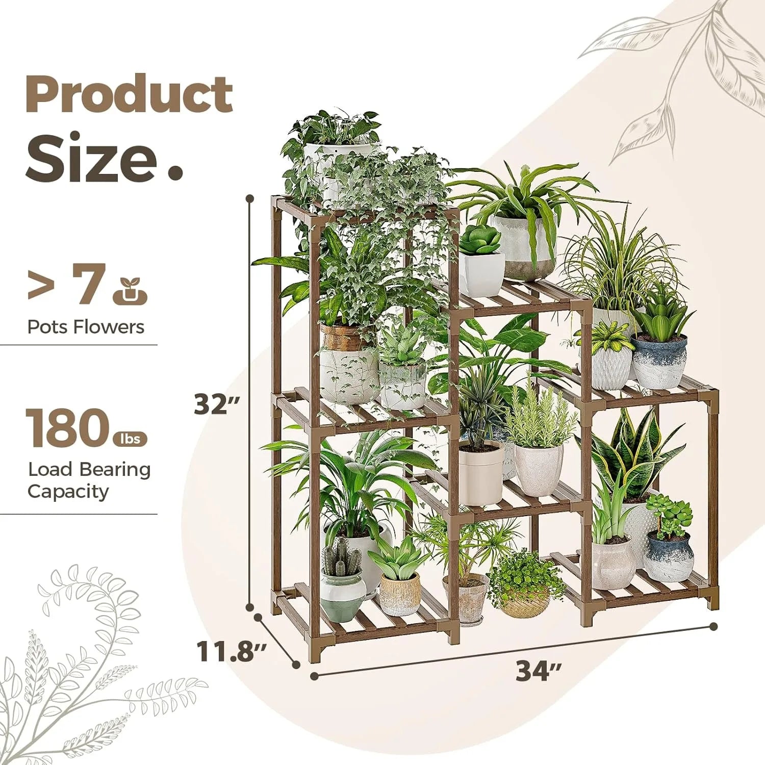 HKM-464659 Customizable Vertical Multi-Layer Wooden Flower Pot Stand