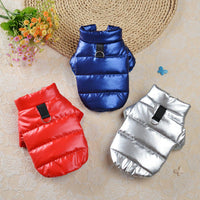 HKM-4646973 Down Cotton Warm Vest for Dogs - Comfortable, Stylish Two-Legged Design in Red, Blue, and Grey, Multiple Sizes Available