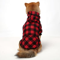 HKM-464723 Thickened Christmas Dog Clothes in Black and Red Plaid - Cozy Apparel for Small to Large Dogs