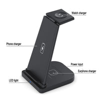 HKM-464787 3-in-1 Foldable Wireless Charger for Mobile Phones, Headphones, and Smartwatches