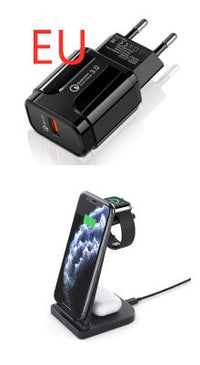HKM-464787 3-in-1 Foldable Wireless Charger for Mobile Phones, Headphones, and Smartwatches