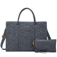 HKM-464851 Elegant 15.6in Ladies Handbags Set - Classic Top Handle Tote and Shoulder Bags for Work