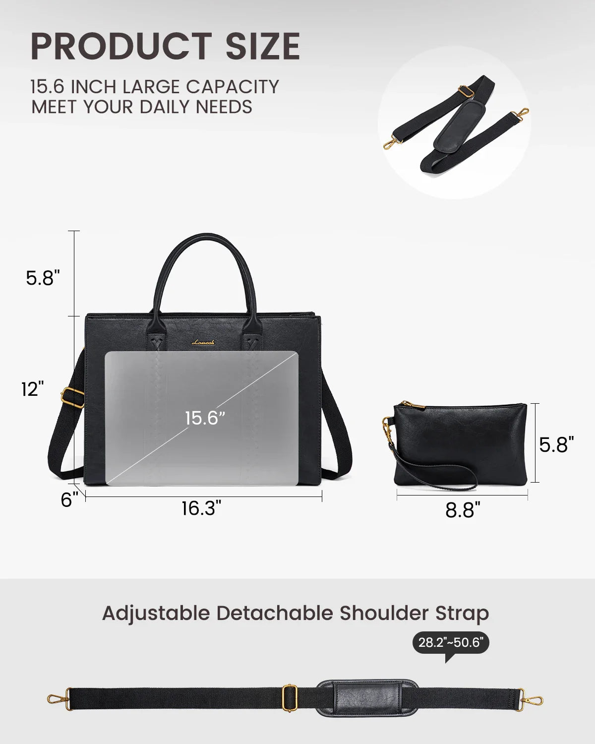 HKM-464851 Elegant 15.6in Ladies Handbags Set - Classic Top Handle Tote and Shoulder Bags for Work