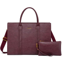 HKM-464851 Elegant 15.6in Ladies Handbags Set - Classic Top Handle Tote and Shoulder Bags for Work