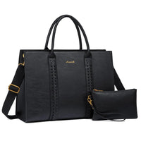 HKM-464851 Elegant 15.6in Ladies Handbags Set - Classic Top Handle Tote and Shoulder Bags for Work