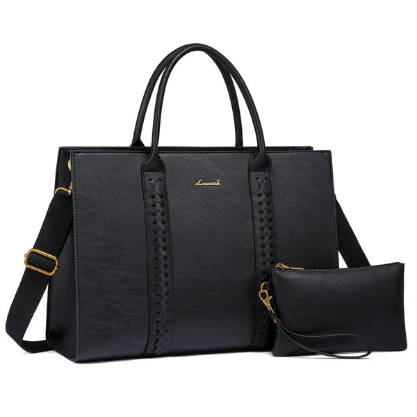 HKM-464851 Elegant 15.6in Ladies Handbags Set - Classic Top Handle Tote and Shoulder Bags for Work