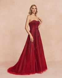 HKM-464851 Elegant Red Gown for Special Occasions and Formal Events