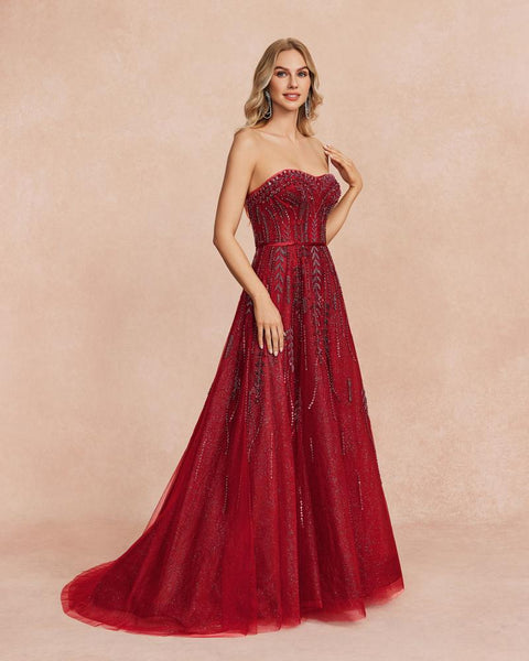 HKM-464851 Elegant Red Gown for Special Occasions and Formal Events