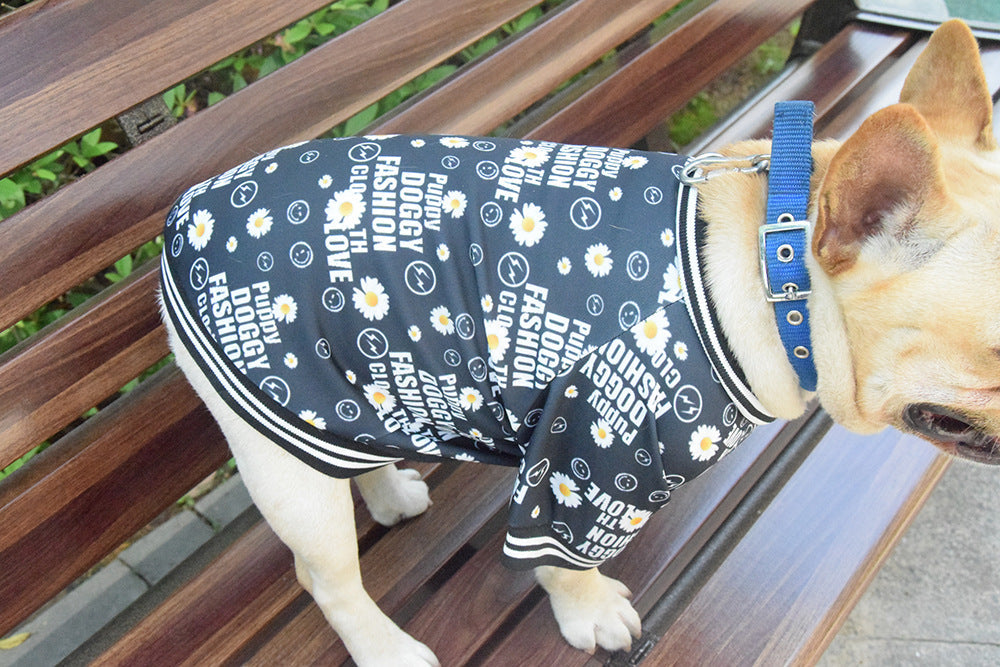 HKM-4648893 Casual Black Acrylic T-Shirt for Dogs in Various Sizes