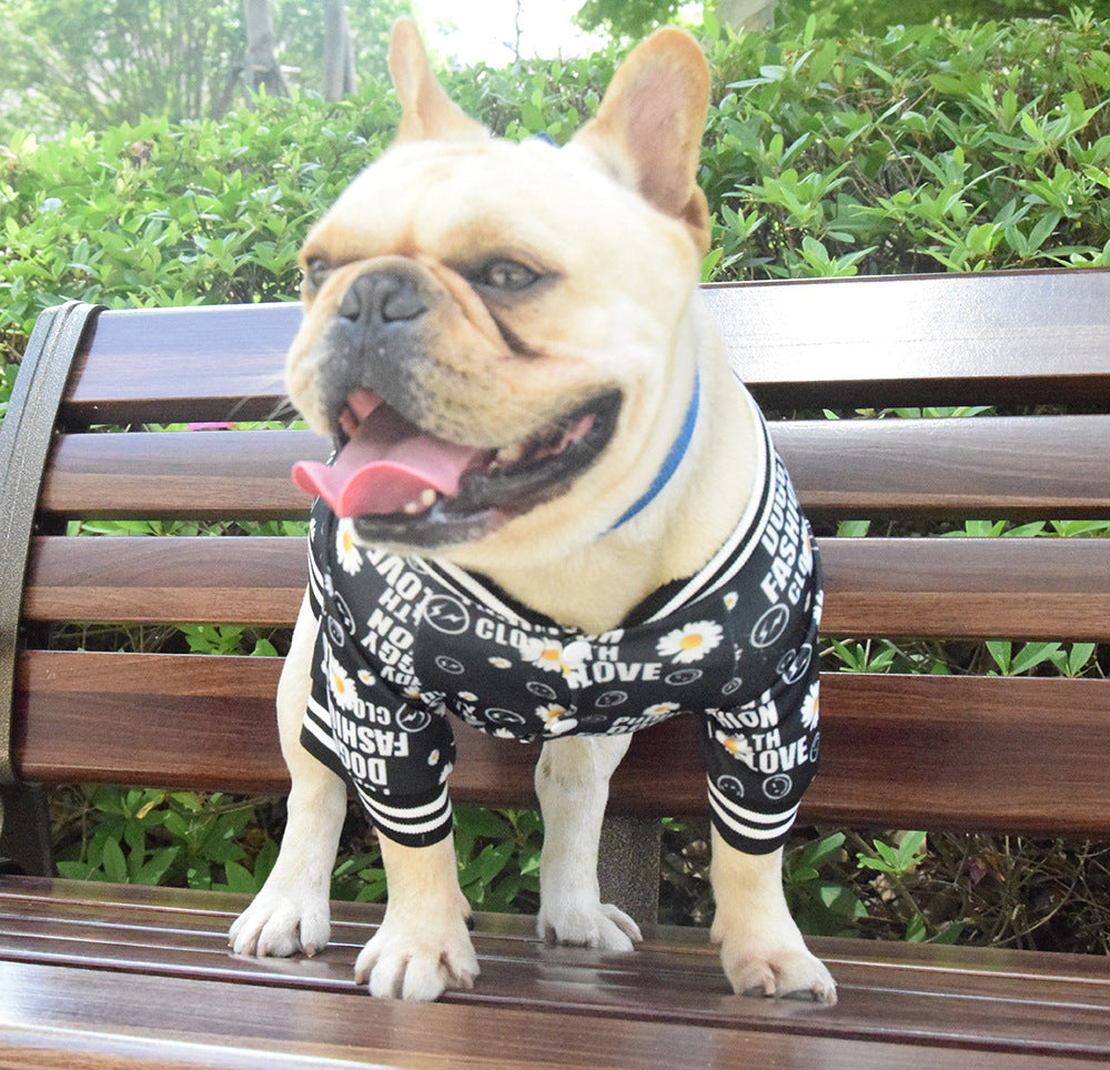 HKM-4648893 Casual Black Acrylic T-Shirt for Dogs in Various Sizes