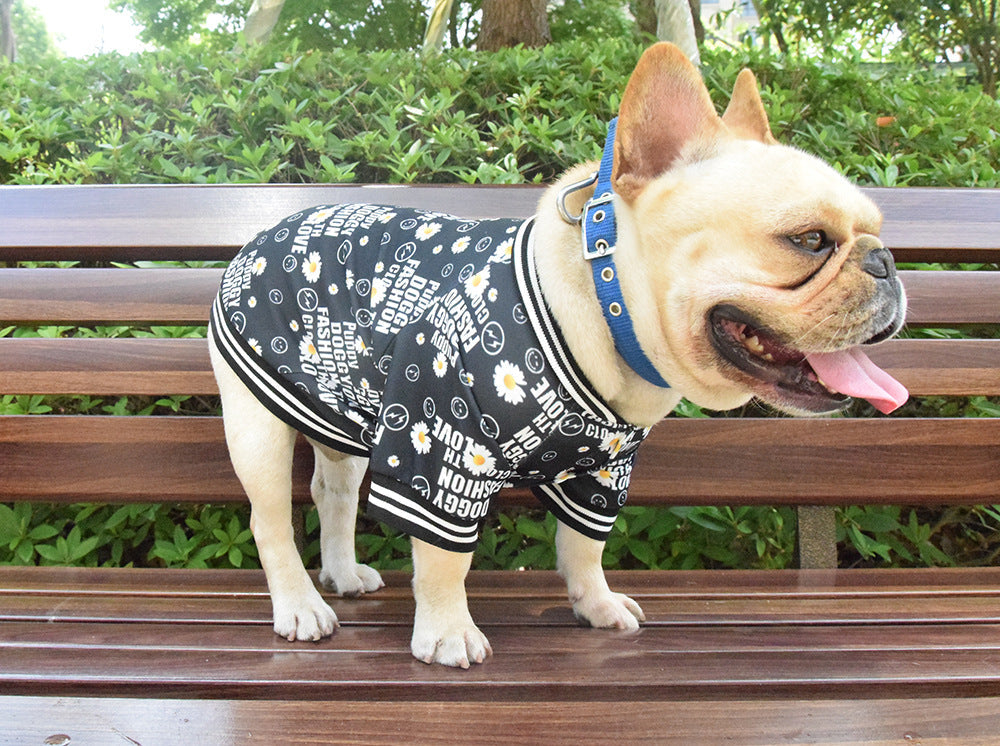 HKM-4648893 Casual Black Acrylic T-Shirt for Dogs in Various Sizes