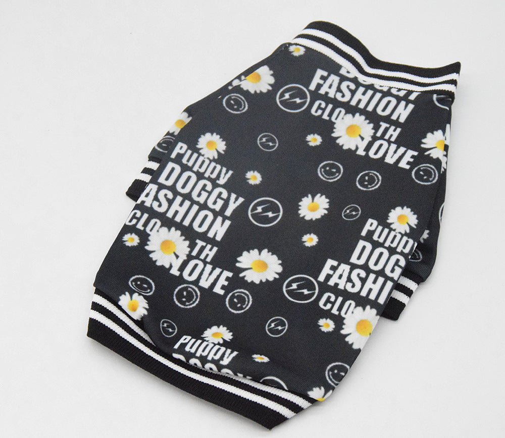 HKM-4648893 Casual Black Acrylic T-Shirt for Dogs in Various Sizes