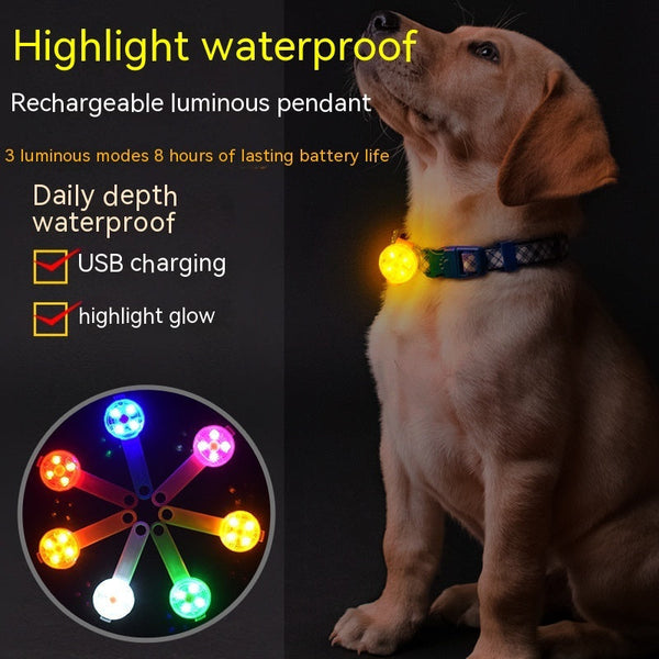 HKM-4649789 Luminous USB Charging Waterproof Dog Pendant Light for Night Walking with Customizable Colors
