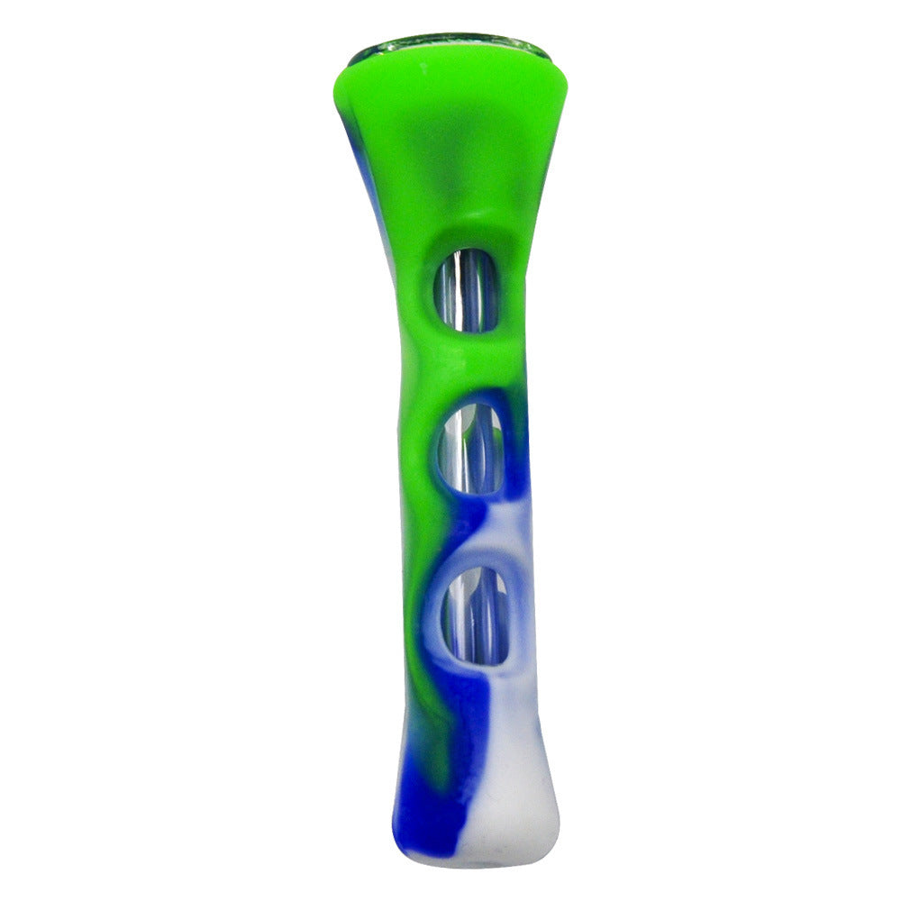 HKM-464979 Portable Silicone Glass Pipe with Windproof Function and Multi-Use Features