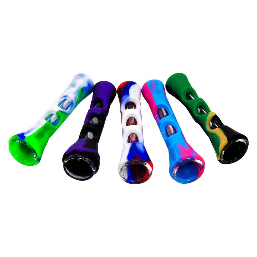 HKM-464979 Portable Silicone Glass Pipe with Windproof Function and Multi-Use Features