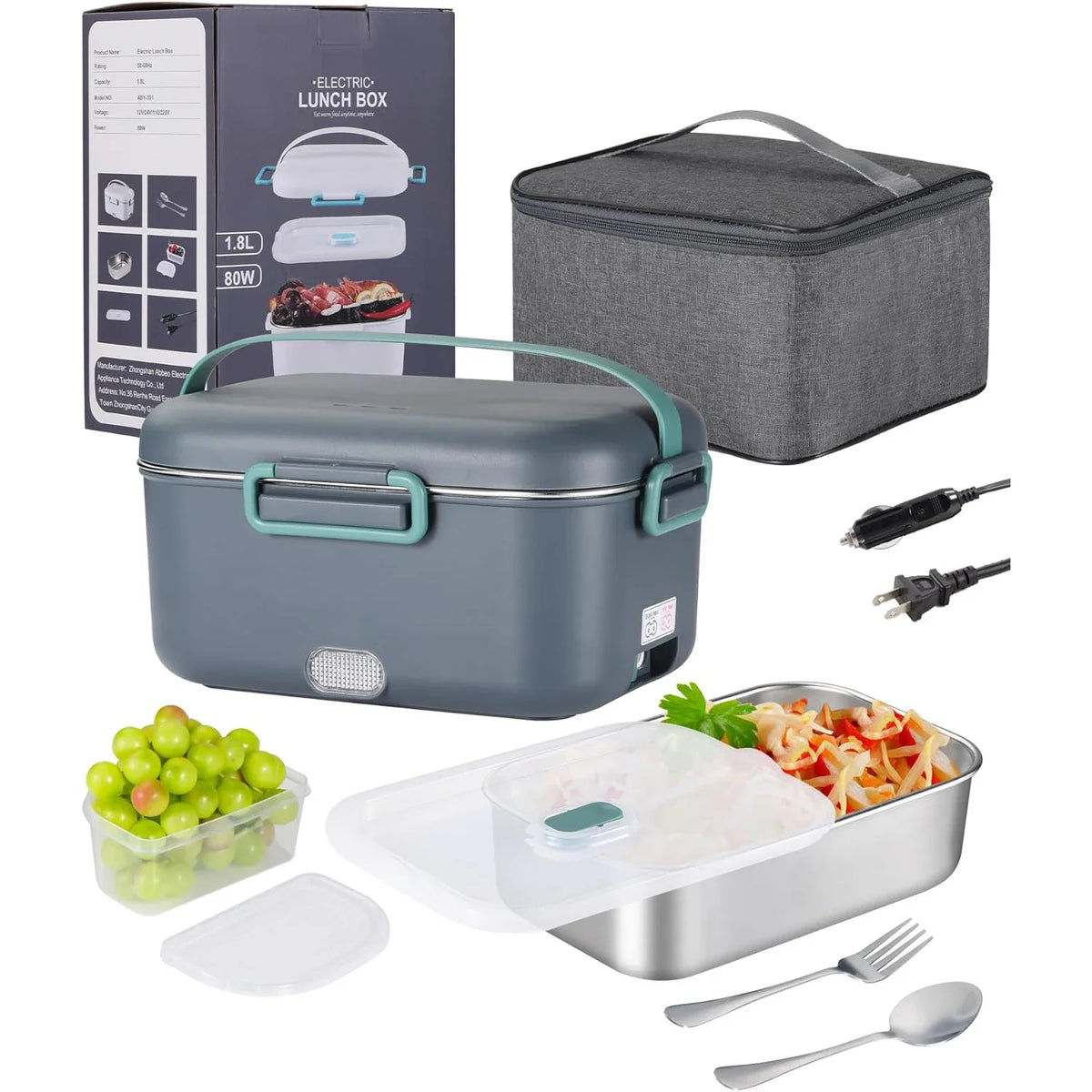 HKM-465043 Portable Electric Thermal Lunch Box with Stainless Steel for Car and Home Use