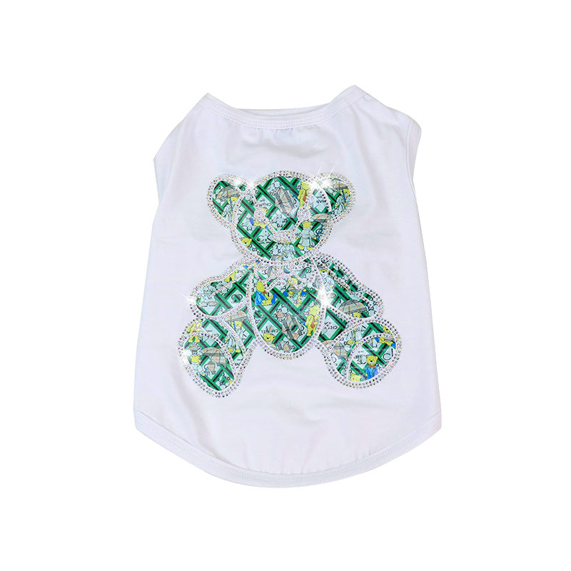 HKM-4650685 Cotton Vest for Small and Medium Dogs and Cats in Black, White, Pink Leopard Print