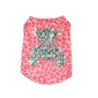 HKM-4650685 Cotton Vest for Small and Medium Dogs and Cats in Black, White, Pink Leopard Print
