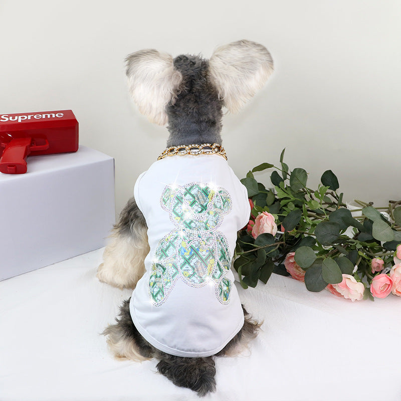 HKM-4650685 Cotton Vest for Small and Medium Dogs and Cats in Black, White, Pink Leopard Print