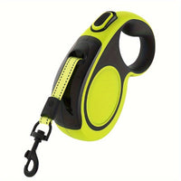 HKM-465299 Heavy-Duty Retractable Dog Leash for Large Dogs up to 49.9 KG, 4.88m High-Reflective Nylon, Anti-Slip Handle, One-Button Design, Green and Black