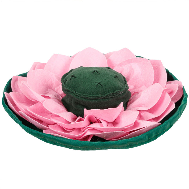 HKM-4653117 Pet Lotus Sniffing Pad for Dogs - Interactive Food Hiding Training Toy, Fleece & Felt Material, 45 x 45 cm
