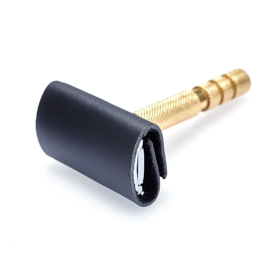 HKM-465363 Genuine Leather Case for Double Edge Safety Razor - Travel Protector Cover