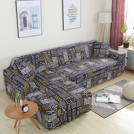 HKM-465363 Geometric Stretch Sofa Cover in Various Colors for Modular Furniture