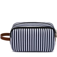 HKM-465363 Personalised Striped Canvas Toiletry Bag for Travel and Cosmetic Storage