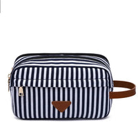 HKM-465363 Personalised Striped Canvas Toiletry Bag for Travel and Cosmetic Storage