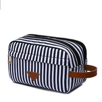 HKM-465363 Personalised Striped Canvas Toiletry Bag for Travel and Cosmetic Storage