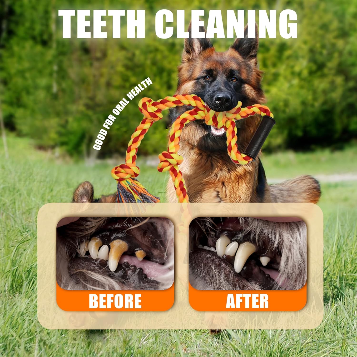 HKM-4655549 Durable Dog Rope Toy for Tug of War, Ideal for Aggressive Chewers and Dental Care, Perfect for Large and Medium Breeds
