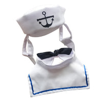 HKM-4655677 Nautical-Themed Pet Sailor Suit with Adjustable Hat and Collar