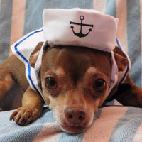 HKM-4655677 Nautical-Themed Pet Sailor Suit with Adjustable Hat and Collar