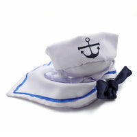 HKM-4655677 Nautical-Themed Pet Sailor Suit with Adjustable Hat and Collar