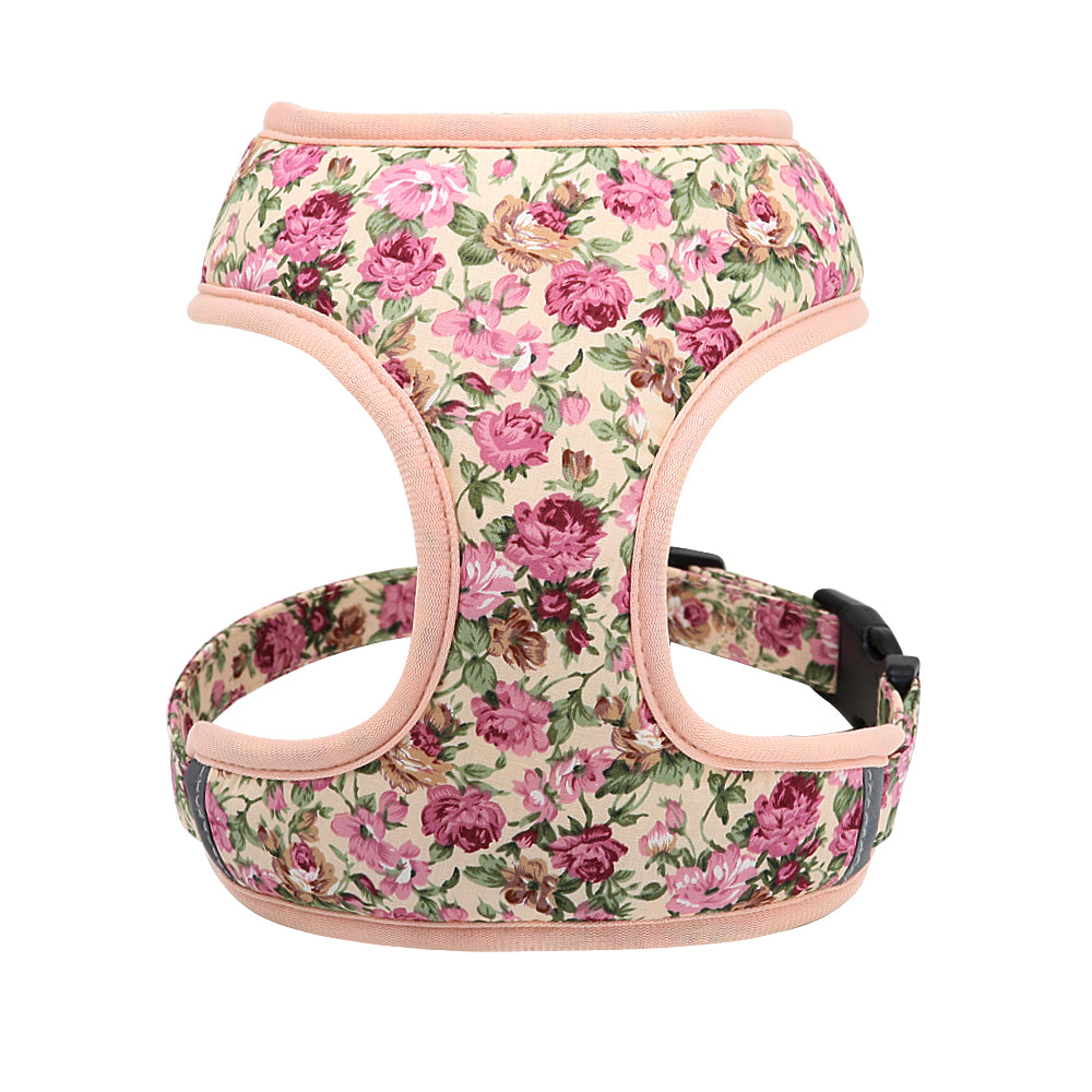 HKM-4656445 Adjustable Broken Flower Pattern Dog Leash and Chest Harness for Small Breeds