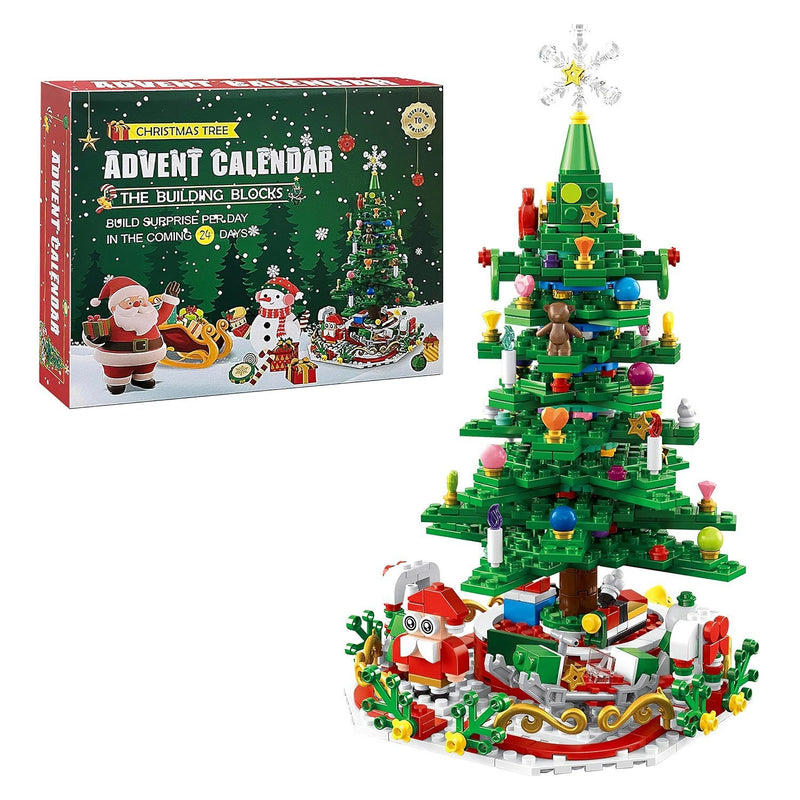 HKM-465747 LED Christmas Tree Building Set with 24-Day Countdown Calendar for Kids Ages 3-6