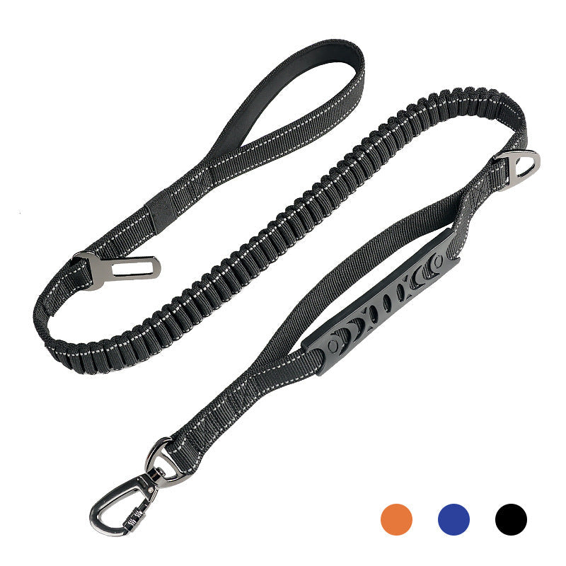 HKM-4657853 Retractable Reflective Traction Belt for Pets with Hand-Holding Rope in Black, Orange, Khaki