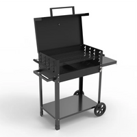 HKM-465811 Extra Large Heavy-Duty Charcoal BBQ Grill with Foldable Side Table for Outdoor Cooking