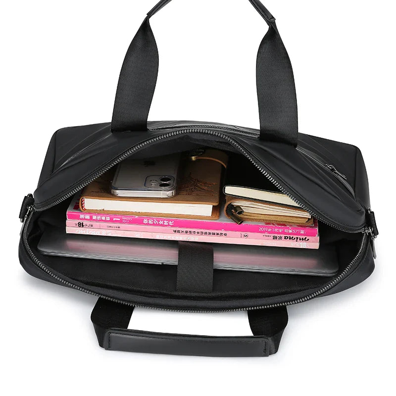 HKM-466003 Elegant Waterproof PU Leather Laptop Briefcase for Business & Travel - Multi-Function Design