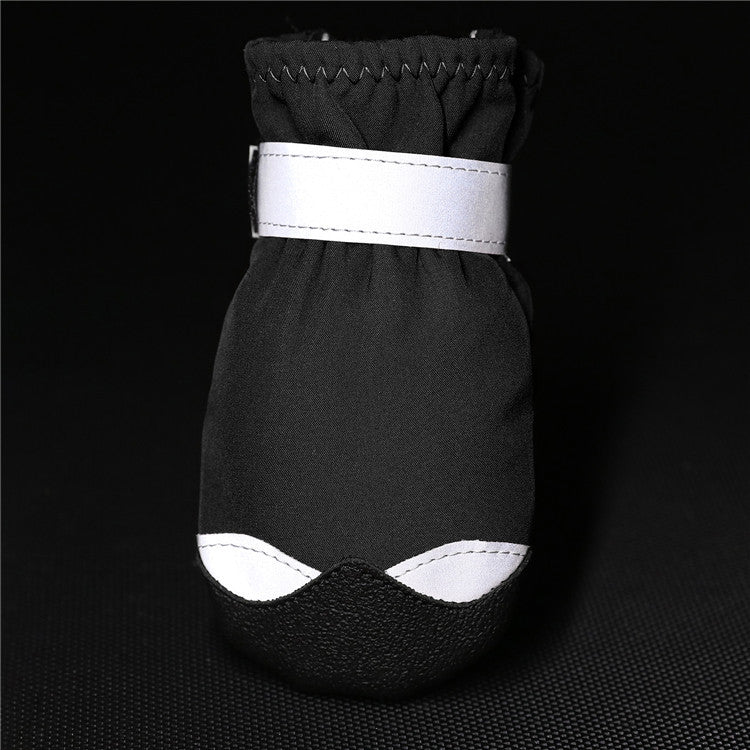 HKM-4660669 Waterproof Non-Slip Wear-Resistant Pet Shoes with Reflective Nylon and Polar Fleece Lining