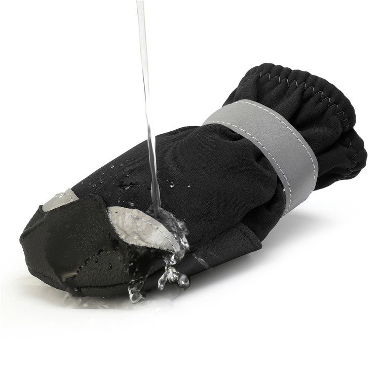HKM-4660669 Waterproof Non-Slip Wear-Resistant Pet Shoes with Reflective Nylon and Polar Fleece Lining