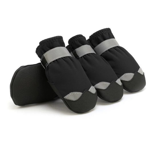 HKM-4660669 Waterproof Non-Slip Wear-Resistant Pet Shoes with Reflective Nylon and Polar Fleece Lining