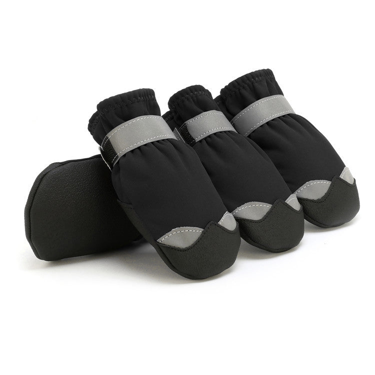 HKM-4660669 Waterproof Non-Slip Wear-Resistant Pet Shoes with Reflective Nylon and Polar Fleece Lining
