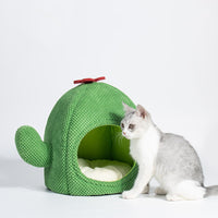 HKM-4661309 Cozy Cactus Cat Bed for Dogs and Cats - Enclosed Warm Nest for Deep Sleep