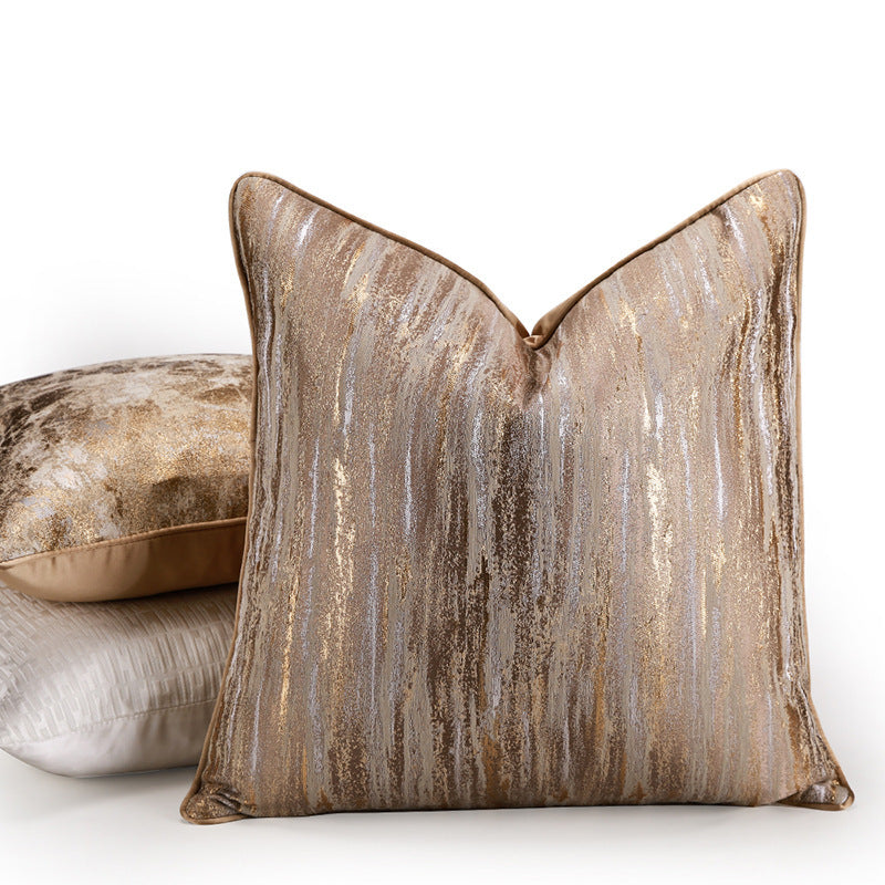HKM-466131 Luxurious Gold Striped Pillow Covers – 30x50cm, 45x45cm & 50x50cm Polyester Cushions