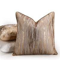 HKM-466131 Luxurious Gold Striped Pillow Covers – 30x50cm, 45x45cm & 50x50cm Polyester Cushions