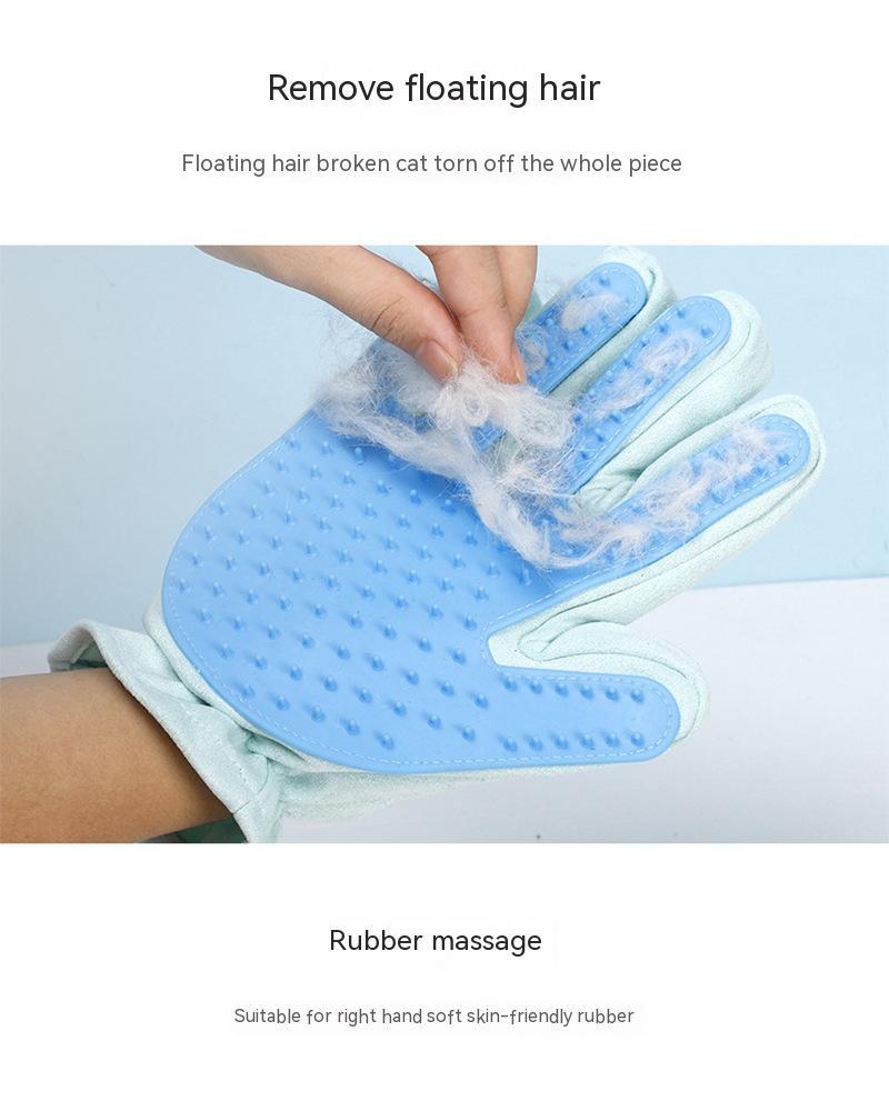 HKM-4661693 Suede Five Finger Gloves for Cat Bathing and Massage in Pink and Blue