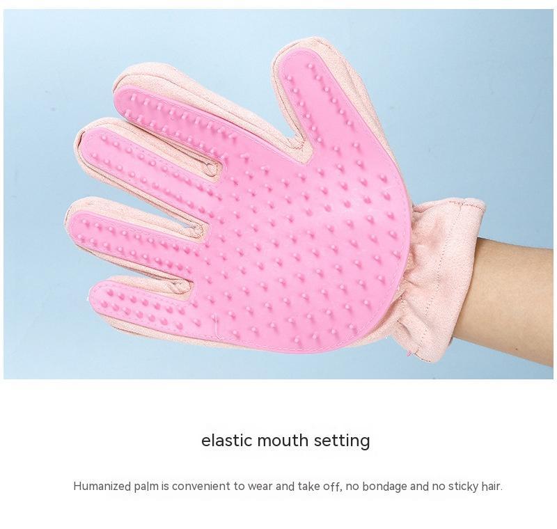 HKM-4661693 Suede Five Finger Gloves for Cat Bathing and Massage in Pink and Blue