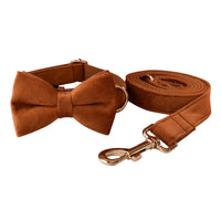 HKM-4661821 Elegant Velvet Dog Collar Set with Gold Clasp and Bow Tie ??????